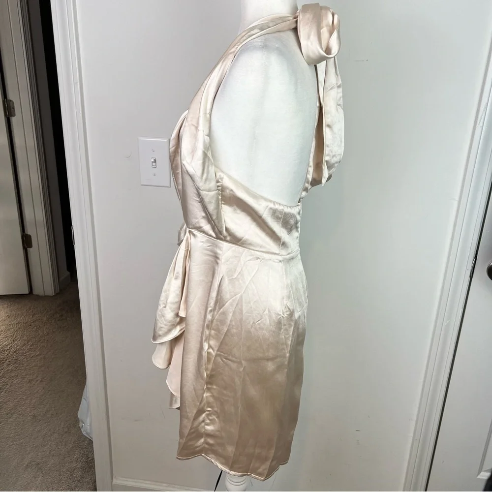 Selfie Leslie dress womens large Halter Draping Champagne Color Romantic - Picture 10 of 10